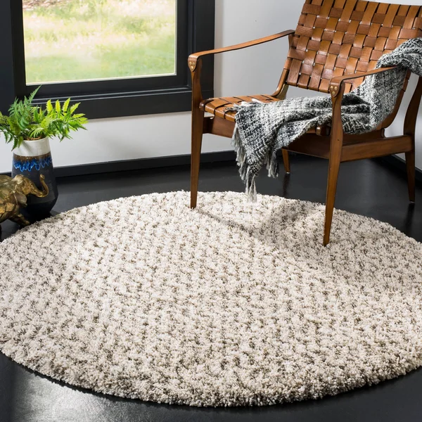 Safavieh Hudson Shag SGH330A Ivory/Grey 5& x 5& Round Area Rug