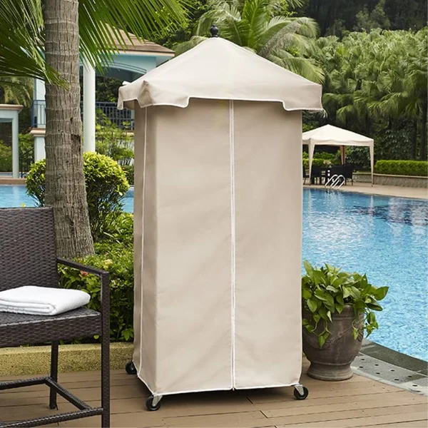 Ergode Palm Harbor Outdoor Wicker Towel Valet with Sand Cover, 79.75 x 31.5 x 31.5 inches