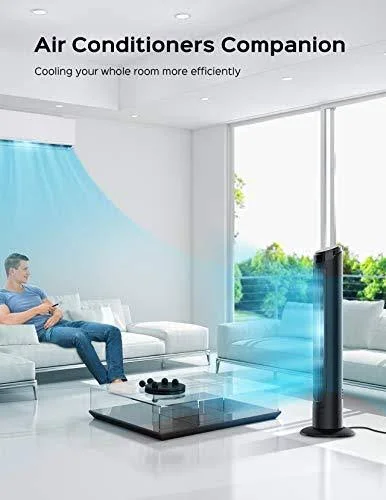 Tower Fan - Dreo 90° Oscillating Fans with Remote, Quiet Cooling, 12 Modes, 12H Timer, Space-Saving, LED Display with Touch Contro