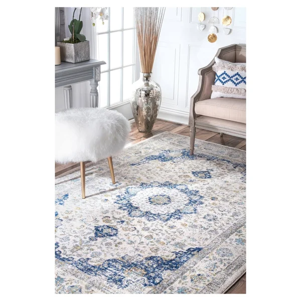 Nuloom Polypropylene 2& 8x22 X 12& Runner Rug In Blue/Ivory 200RZBD07A-28012