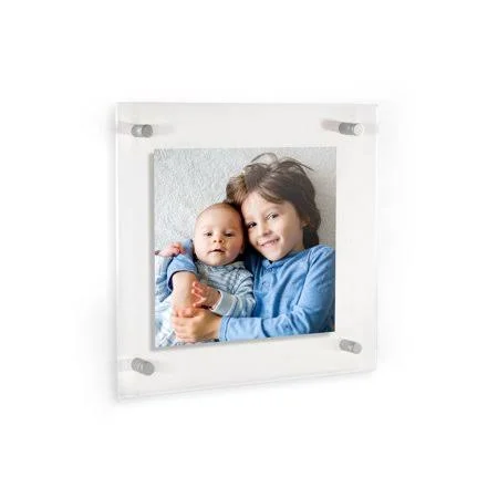 ArtToFrames Floating Acrylic Frame for Photos Up to 16x16 Inches (Full Frame Is 20x20) with Satin Acrylic Standoff Hardware - Siz