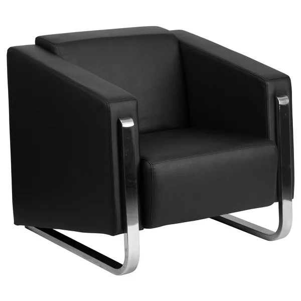 Flash Furniture Hercules GALLANT Series Contemporary Black Leather Chair with Stainless Steel Frame