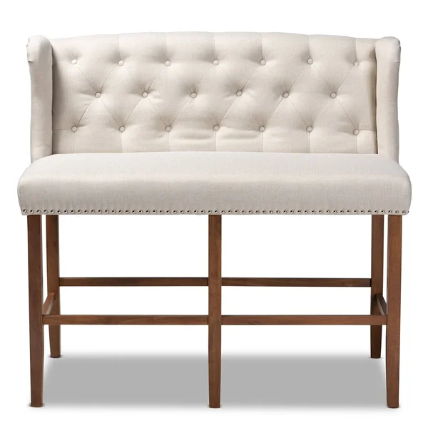 Carson Carrington Badstusund Upholstered Button Tufted Bar Stool Bench (Beige)