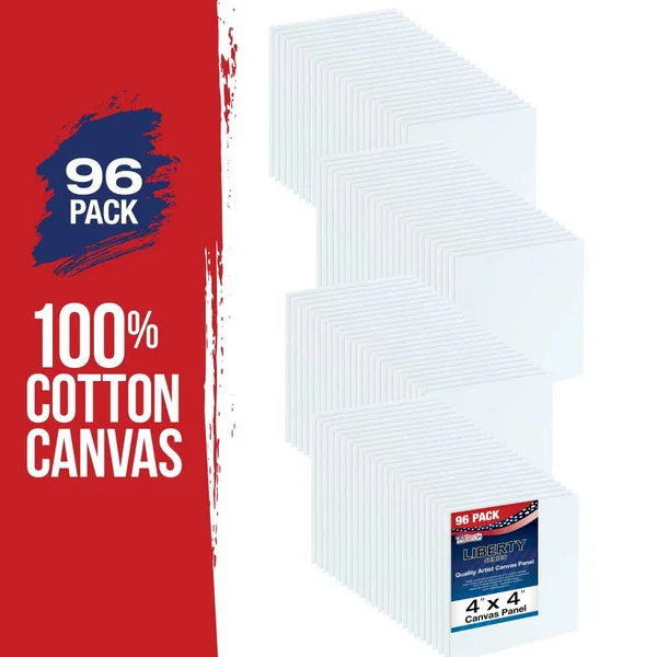 US Art Supply 4 x 4 inch Professional Artist Quality Acid Free Canvas Panels 8 - 12-Packs (1 Full Case of 96 Single Canvas Panel