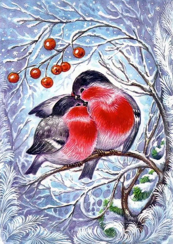 Collection D&Art Diamond Embroidery/Printed/Gem Kit 27x38cm-Bullfinches