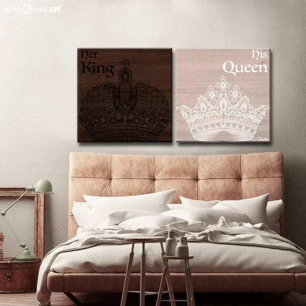Ready2HangArt Her King His Queen Canvas Wall Art - Set of 2
