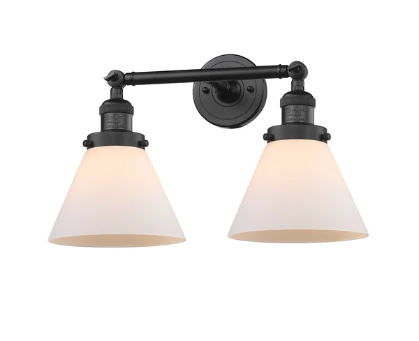 Innovations Lighting Large Cone 2 Light Bath Vanity Light 208 BK G41 (Black)