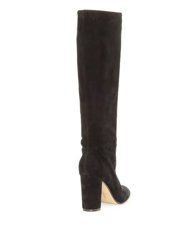 Vince Camuto Womens Sessily Slouchy Chunky Heel Suede Boot Black (7.5 - Black)