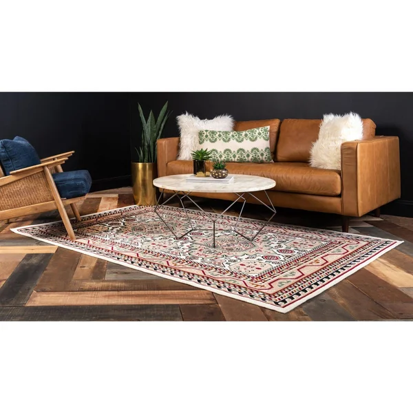 Gharajeh 10x13 Ivory Geometric Large Area Rug