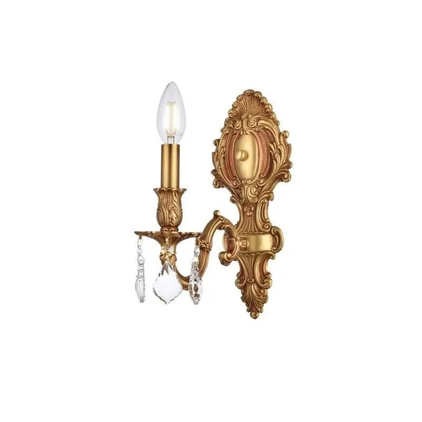 Fleur Illumination Collection Wall Sconce D:5in H:11.5in E:8.5in Lt:1 French Gold Finish (Elegant Cut Crystals)