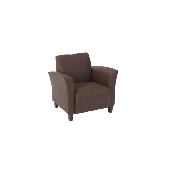 Office Star Breeze Black Eco Leather Club Chair with Cherry Finish Legs