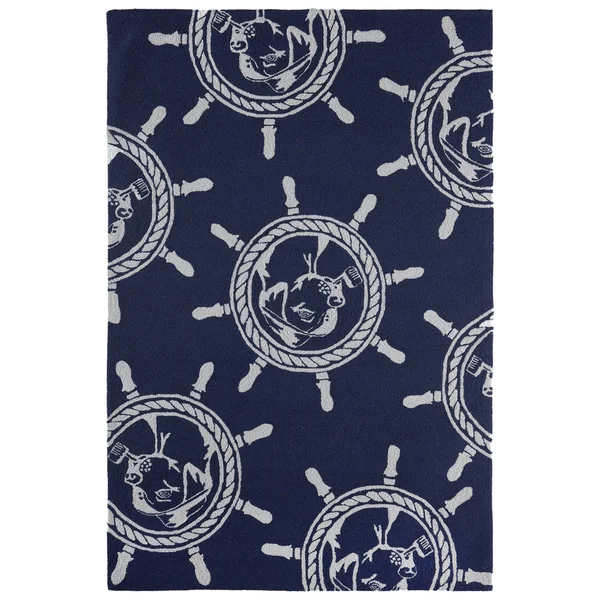 Liora Manne Frontporch Seadog Indoor/Outdoor Rug Blue 30x22x48x22