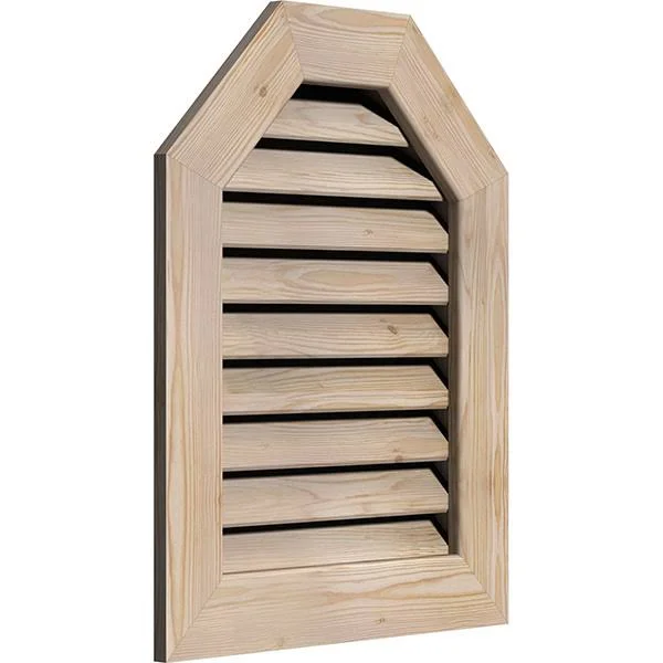 Ekena Millwork GVWOT24X3401SFUPI 24x22W x 34x22H Octagonal Top Gable Vent (29x22W x 39x22H Frame Size): Unfinished, Functional