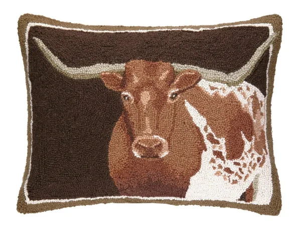 Peking Handicraft Longhorn Hook Pillow 16 by 22-inch Multicolor
