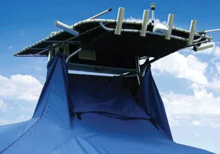 Taylor Made T-Top Boat Covers with Bow Rail - Hot Shot Acrylic Coat Polyester Fabric - 18&5x22 to 19&4x22 - Black 74201OR
