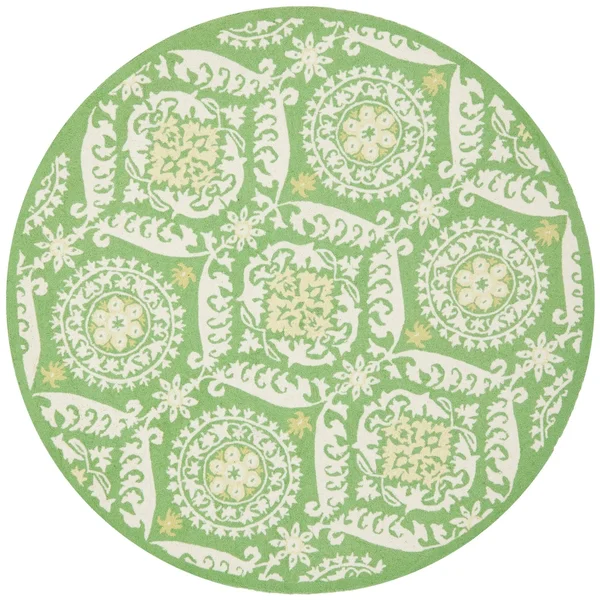Safavieh Chelsea HK356B Green, Beige Rug 8& x 8& Round