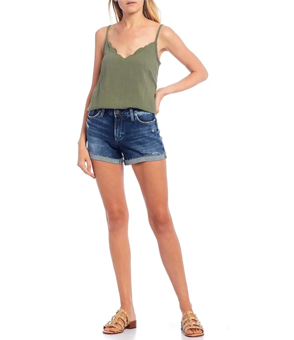 Silver-Jeans-Co. Suki Mid-Rise Curvy Fit Shorts L53960SGX351 Indigo, 25