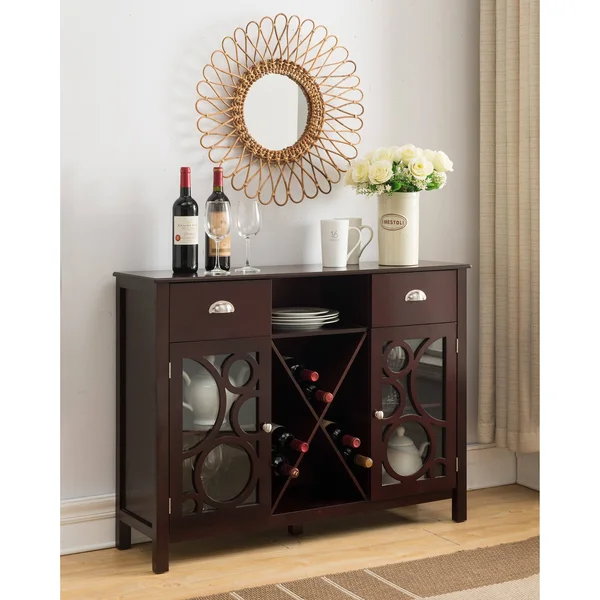 Copper Grove Sonfjallet Dark Cherry Wood Storage Wine Cabinet - Brown
