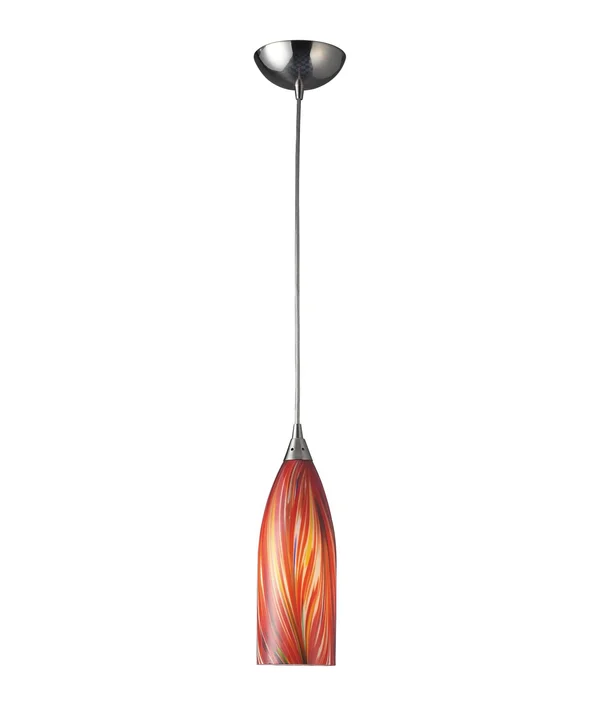 Elk Lighting Cilindro 1 Light Pendant Satin Nickel - Multicolored Glass - 522-1M