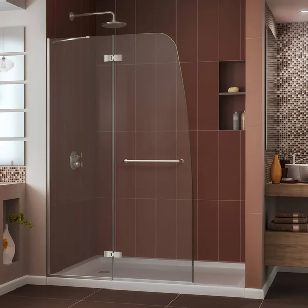 DreamLine SHDR-3445720-04 45 in. Aqua Ultra Frameless Hinged Shower Door - Brushed Nickel
