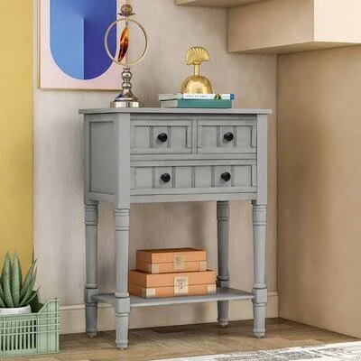 Ertan 23.7x22 Solid Wood Console Table August Grove Color: Gray Wash