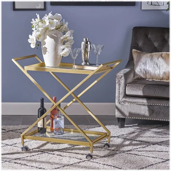 Christopher Knight Home Annika Outdoor Industrial Bar Cart by Gold