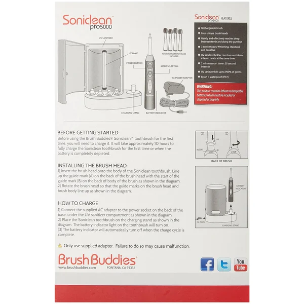 Brush Buddies Soniclean Toothbrush Pro 5000