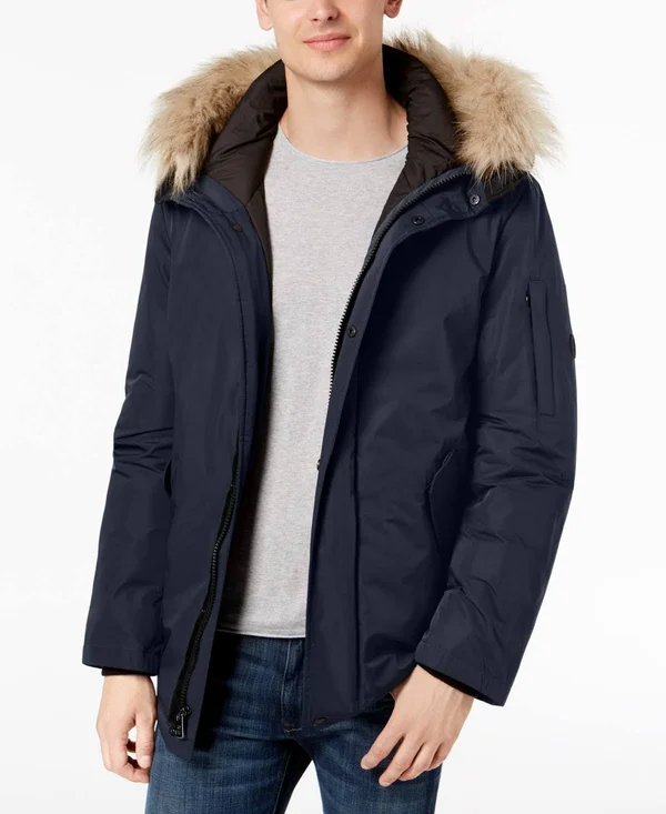 Calvin Klein Men's Snorkel Jacket with Faux-Fur Trim - Rich Indigo