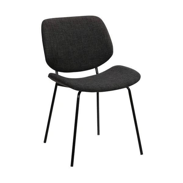 Benjara Metal Body Dining Chair with Curved Fabric Seat and backrest - Set of 2, Gray