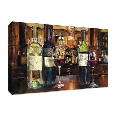 &A Reflection of Wine& Framed Acrylic Painting Print Fleur De Lis Living Format: Wrapped Canvas - Size: 38x22 H x 57x22 W x 1.5x2