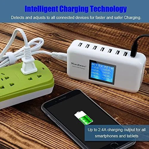 Vanbon 60W 8-Port USB Wall Charger Multi Port USB Charger Charging Station w/LCD