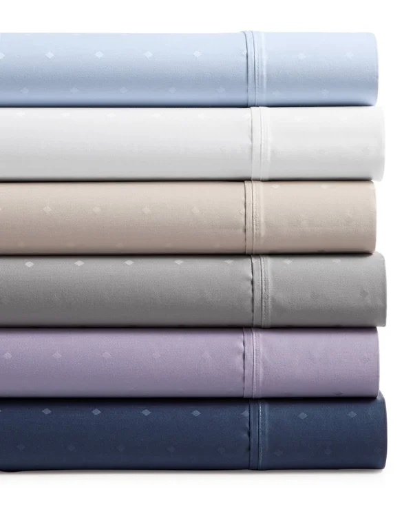 AQ Textiles Bergen House Diamond Dot 100% Certified Egyptian Cotton 1000 Thread Count 4 pc. Sheet Set, California King - Navy