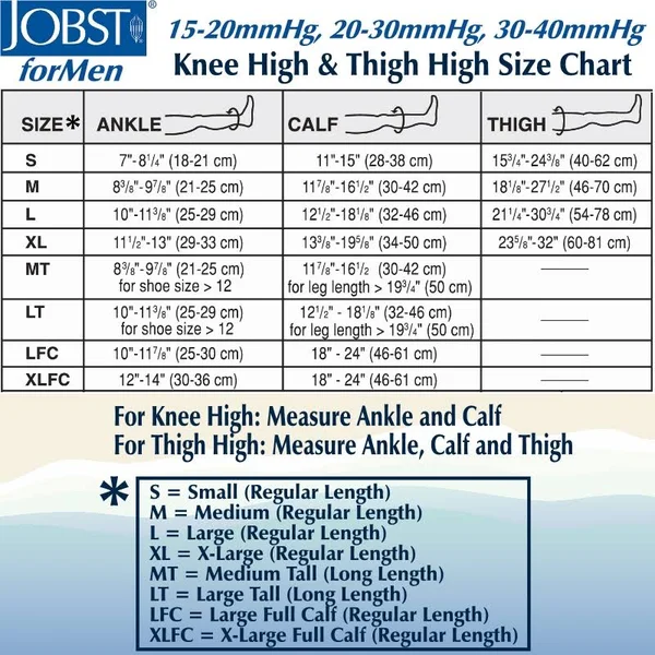 Jobst for Men Casual Knee High Closed Toe Socks-30-40 mmHg-Full Calf