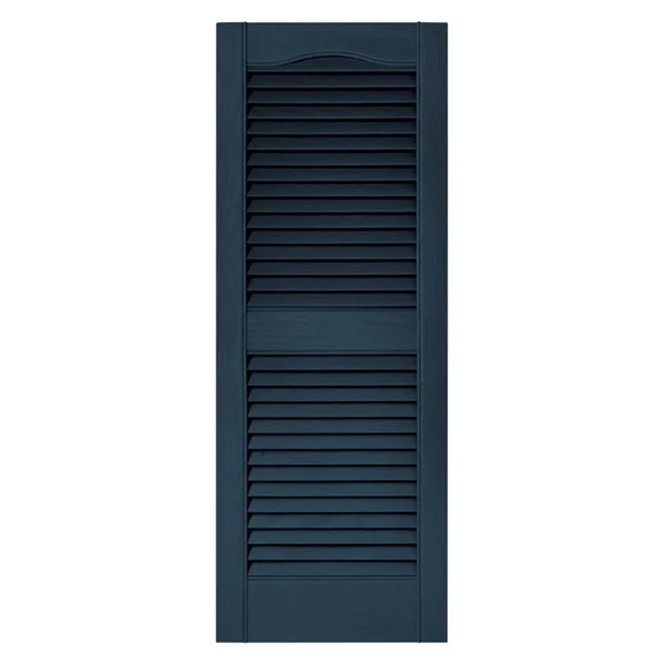 Builders Edge 14.5W in. Louvered Vinyl Shutters Classic Blue