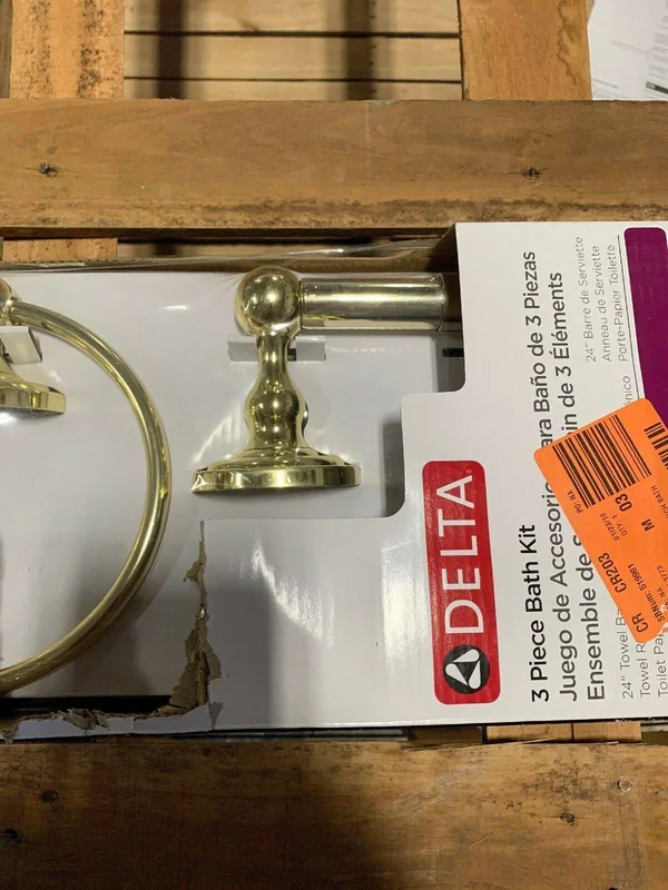 Delta Greenwich 3-Piece Bath Hardware Set with Towel Ring Toilet Paper Holder