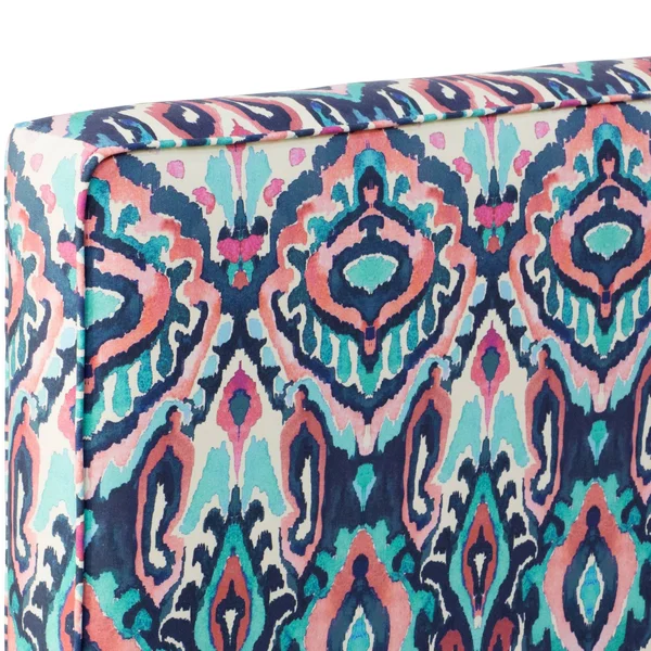 Queen Harper Box Seam Headboard Navy/Pink Ikat Design - Skyline Furniture