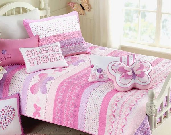 Cami Butterfly Cotton Quilt Set with Decorative Pillows - Twin