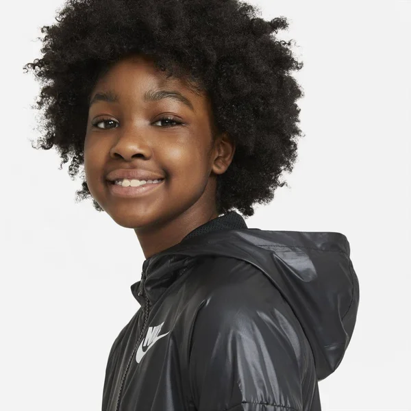 Nike Girls& Sportswear Windrunner Jacket in Black/Black Size Small - 100% Polyester