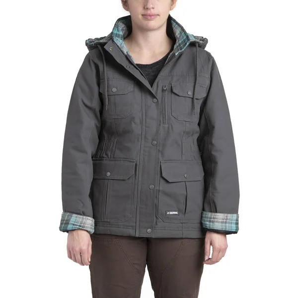 Berne Ladies Washed Barn Coat Quilted Flannel Lined Dark Brown, XL/Tall