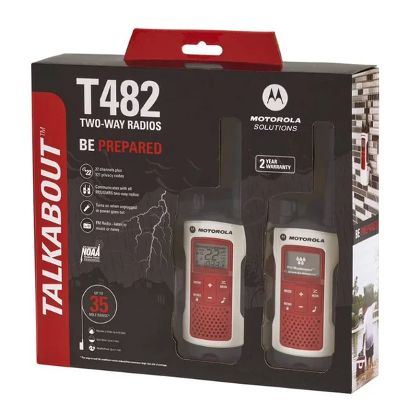 Motorola Talkabout T482 Two-Way Radio - 35 Mile, Emergency Preparedness, 2 Pack