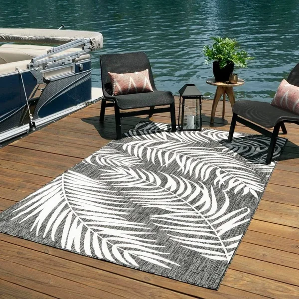 Unique Loom Outdoor Palm Rug (4& 0 x 6& 0 - Green)