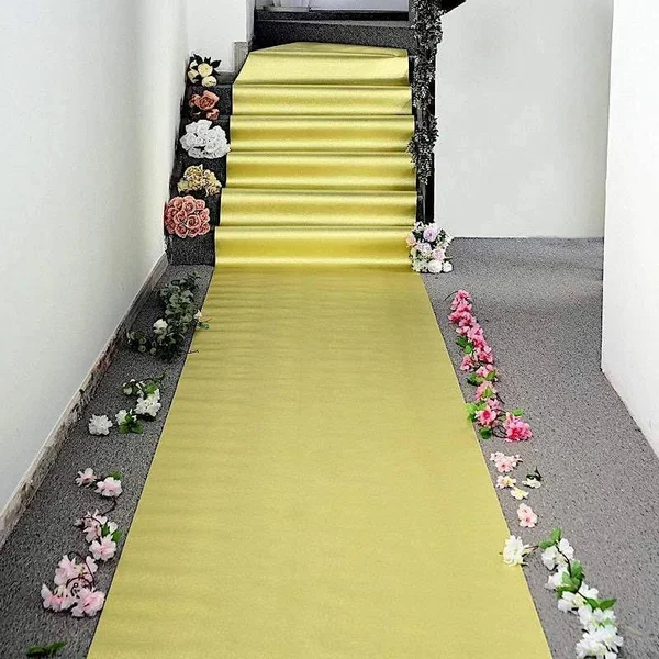 Balsa Circle 50 ft Long Glittered Wedding Aisle Runner - Champagne