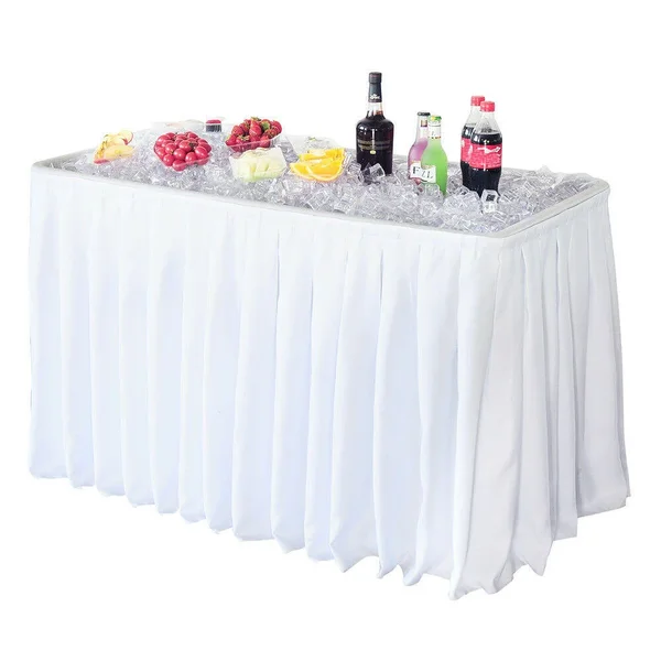 Modern Home 4& Portable Folding Party Ice Bin Table with Skirt - White