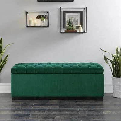 Alcott Hill Mabel Shoe Upholstered Storage Bench - Emerald