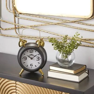 Analog Mechanical Tabletop Clock in Black Rosdorf Park Size: 9x22 H x 19.69x22 W x 3.45x22 D
