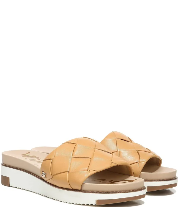 Sam Edelman Adaley Woven Leather Platform Slide Sandals - 9M