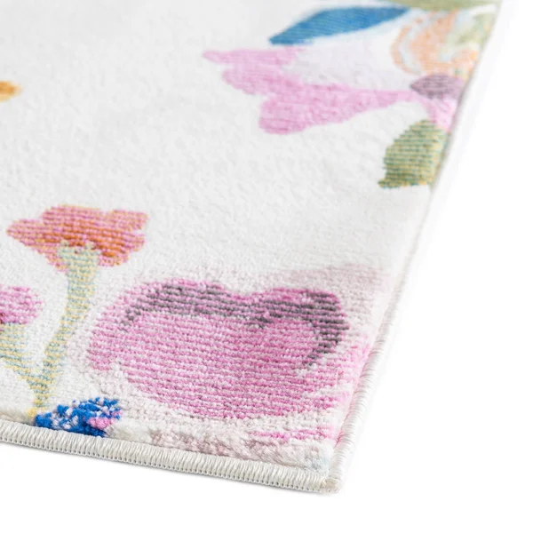 Unique Loom Blossom Bright Colors Area Rug 10' x 10' Square Ivory/Pink