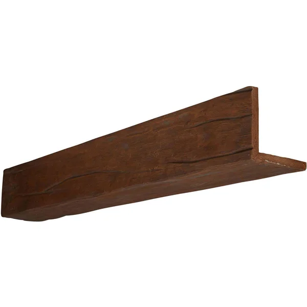 Ekena Millwork BMRW2C0060X060X120PE 6x22W x 6x22H x 10&L 2-Sided (L-beam) Riverwood Endurathane Faux Wood Ceiling Beam, Natural