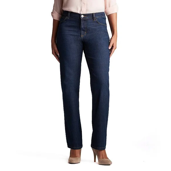 Women's Lee Relaxed Fit Straight-leg Jeans, Size: 8 Tall, Dark Blue