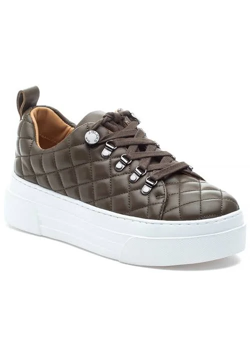 J/Slides Aimee Sneaker Khaki Leather - Khaki 8 Medium